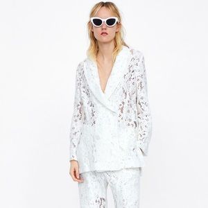 Zara white lace blazer